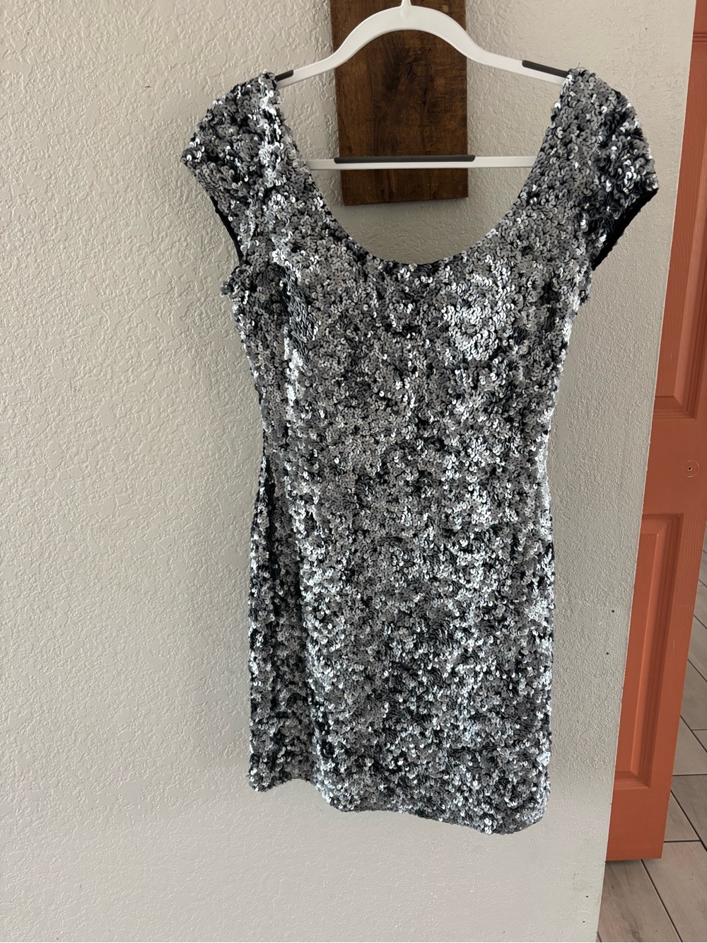 Scala Silver Sequin Scoop Neck Mini Dress